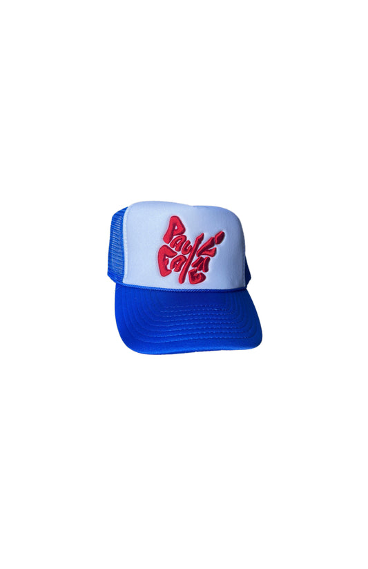 Paulofame Logo Trucker Hat Blue/Red